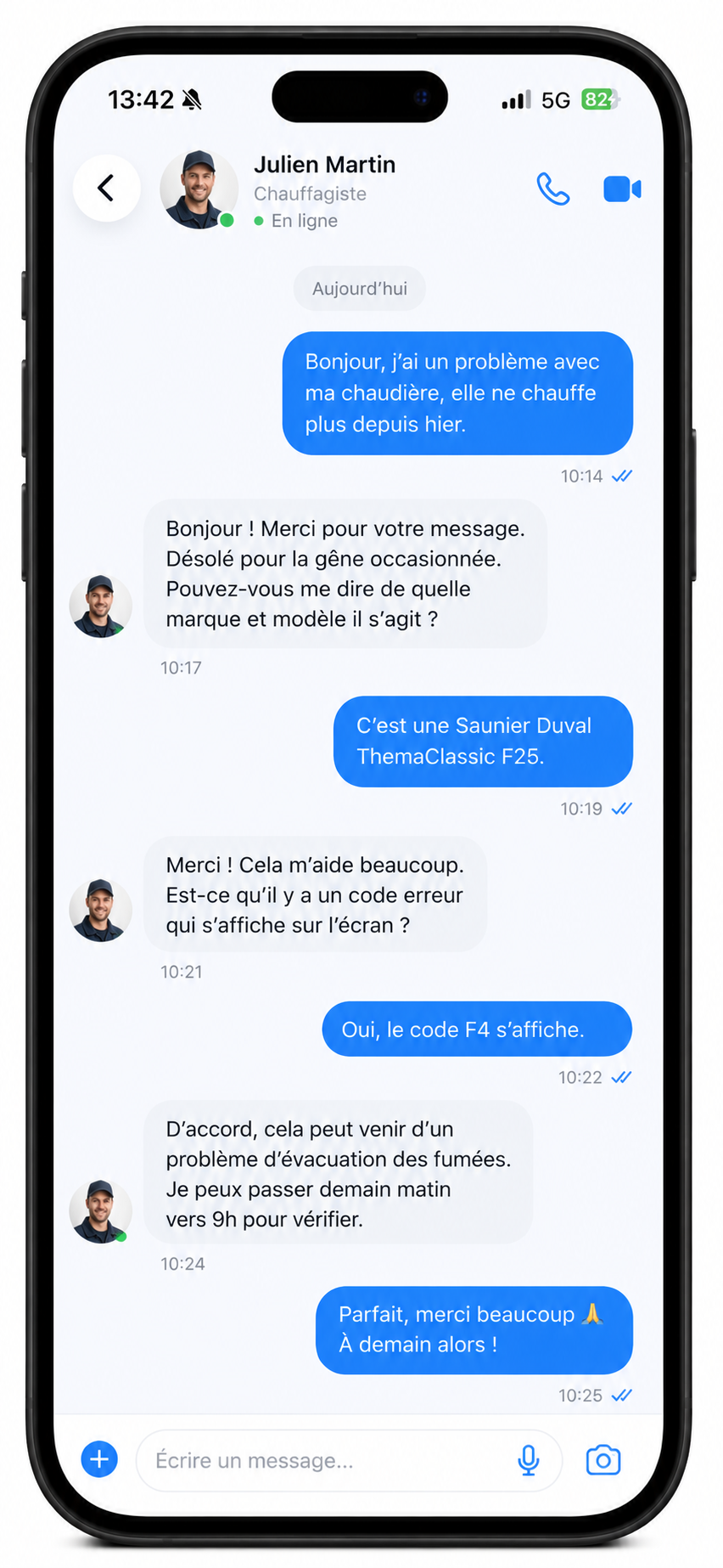 Conversation entre un client et un artisan