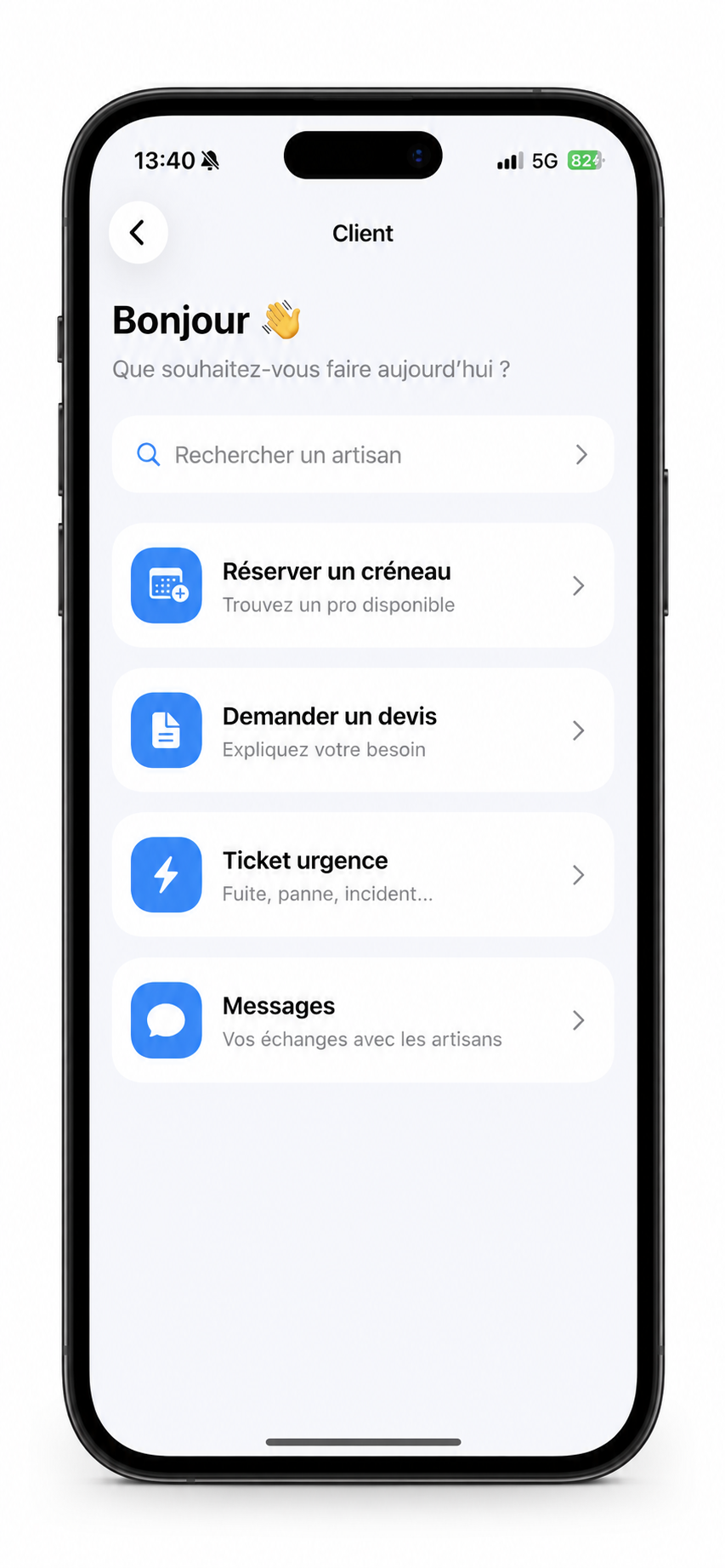 Tableau de bord client